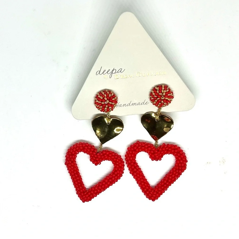 Deeps Gurnani Candy Heart Earrings NWT